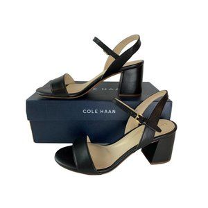 7B Cole Haan Women's Black Leather 2.5" Block Heel Josie Sandal